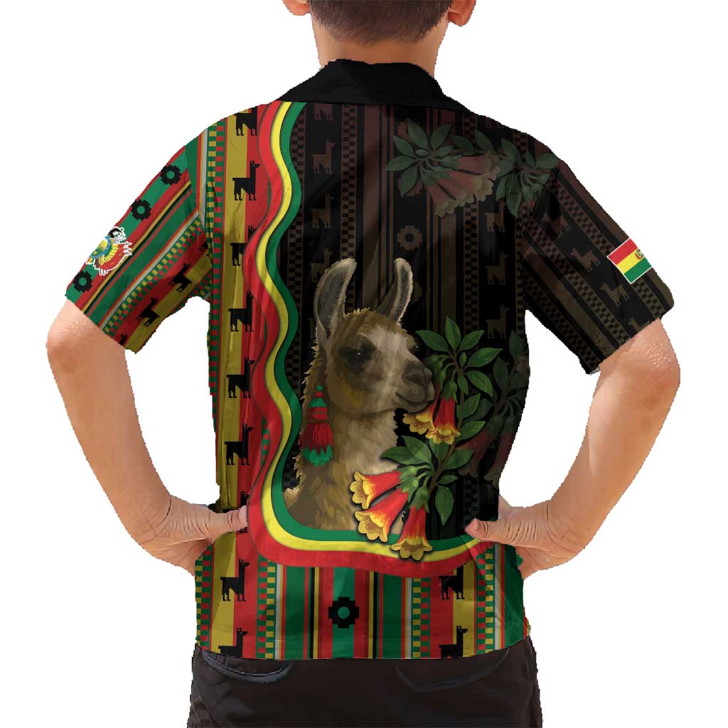 Bolivia Family Matching Off Shoulder Maxi Dress and Hawaiian Shirt The Llama With Kantuta Over Andean Patterns - Wonder Print Shop