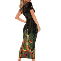 Bolivia Family Matching Short Sleeve Bodycon Dress and Hawaiian Shirt The Llama With Kantuta Over Andean Patterns - Wonder Print Shop