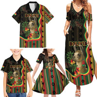 Bolivia Family Matching Summer Maxi Dress and Hawaiian Shirt The Llama With Kantuta Over Andean Patterns - Wonder Print Shop