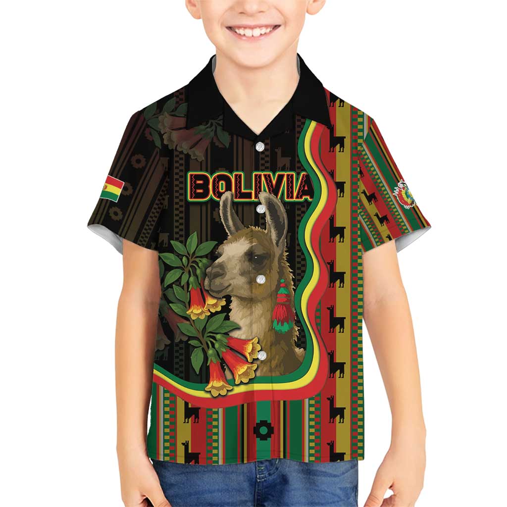 Bolivia Family Matching Summer Maxi Dress and Hawaiian Shirt The Llama With Kantuta Over Andean Patterns - Wonder Print Shop