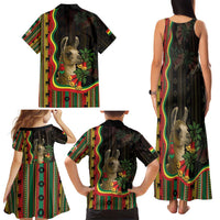 Bolivia Family Matching Tank Maxi Dress and Hawaiian Shirt The Llama With Kantuta Over Andean Patterns - Wonder Print Shop