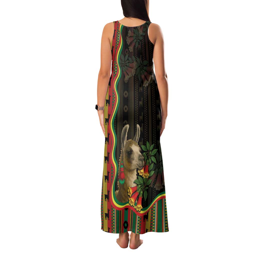 Bolivia Family Matching Tank Maxi Dress and Hawaiian Shirt The Llama With Kantuta Over Andean Patterns - Wonder Print Shop