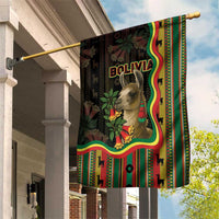 Bolivia Garden Flag The Llama With Kantuta Over Andean Patterns - Wonder Print Shop