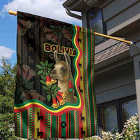 Bolivia Garden Flag The Llama With Kantuta Over Andean Patterns - Wonder Print Shop