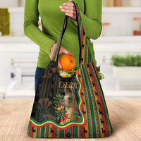 Bolivia Grocery Bag The Llama With Kantuta Over Andean Patterns - Wonder Print Shop