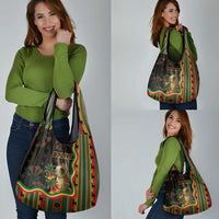 Bolivia Grocery Bag The Llama With Kantuta Over Andean Patterns - Wonder Print Shop