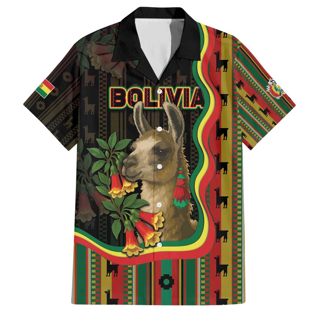 Bolivia Hawaiian Shirt The Llama With Kantuta Over Andean Patterns - Wonder Print Shop