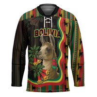 Bolivia Hockey Jersey The Llama With Kantuta Over Andean Patterns - Wonder Print Shop
