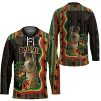 Bolivia Hockey Jersey The Llama With Kantuta Over Andean Patterns - Wonder Print Shop