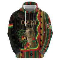 Bolivia Hoodie The Llama With Kantuta Over Andean Patterns - Wonder Print Shop