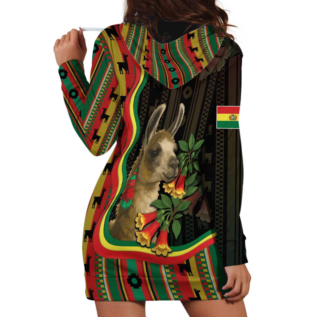 Bolivia Hoodie Dress The Llama With Kantuta Over Andean Patterns - Wonder Print Shop