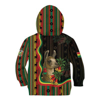 Bolivia Kid Hoodie The Llama With Kantuta Over Andean Patterns - Wonder Print Shop
