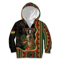 Bolivia Kid Hoodie The Llama With Kantuta Over Andean Patterns - Wonder Print Shop