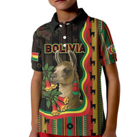 Bolivia Kid Polo Shirt The Llama With Kantuta Over Andean Patterns - Wonder Print Shop