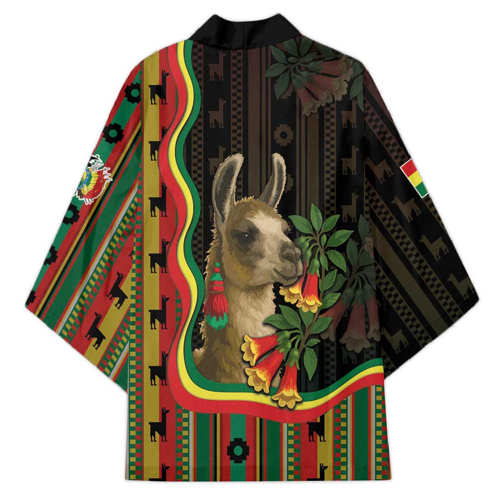 Bolivia Kimono The Llama With Kantuta Over Andean Patterns - Wonder Print Shop