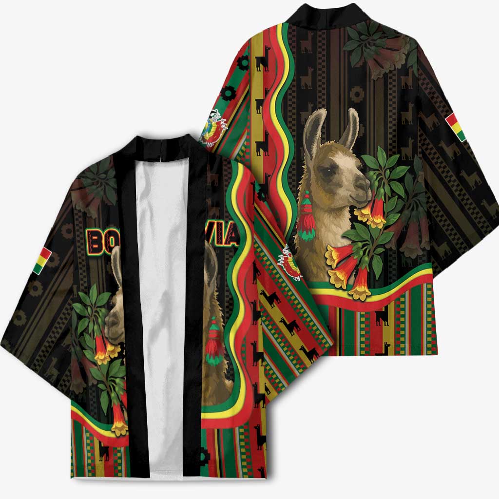 Bolivia Kimono The Llama With Kantuta Over Andean Patterns - Wonder Print Shop