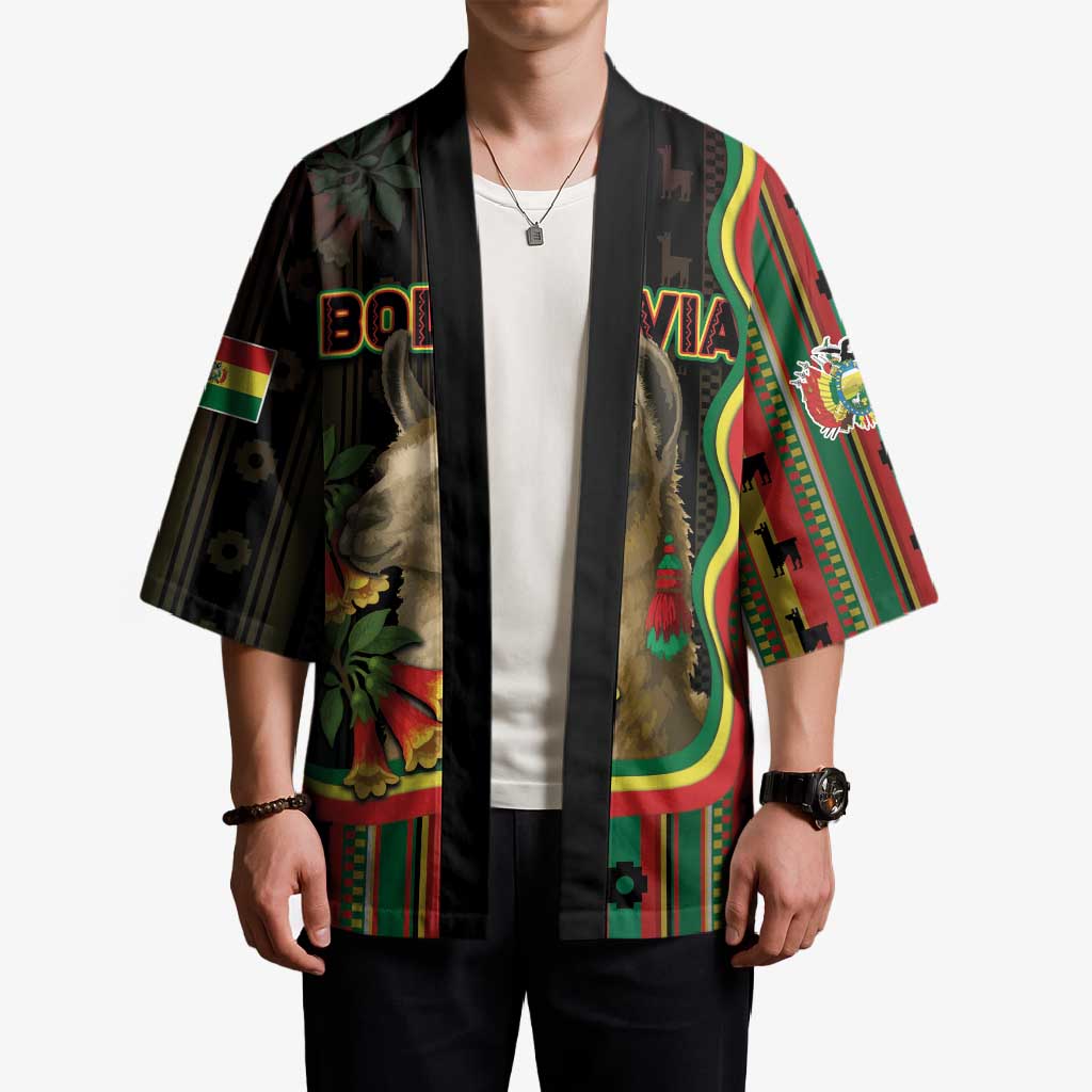 Bolivia Kimono The Llama With Kantuta Over Andean Patterns - Wonder Print Shop