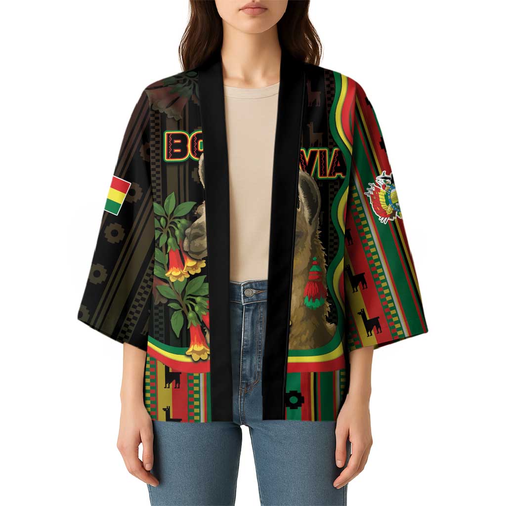 Bolivia Kimono The Llama With Kantuta Over Andean Patterns - Wonder Print Shop