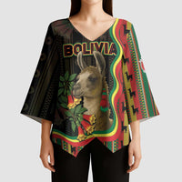 Bolivia Kimono Sleeve Blouse The Llama With Kantuta Over Andean Patterns - Wonder Print Shop