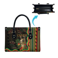 Bolivia Leather Bag The Llama With Kantuta Over Andean Patterns - Wonder Print Shop