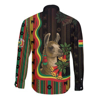Bolivia Long Sleeve Button Shirt The Llama With Kantuta Over Andean Patterns - Wonder Print Shop