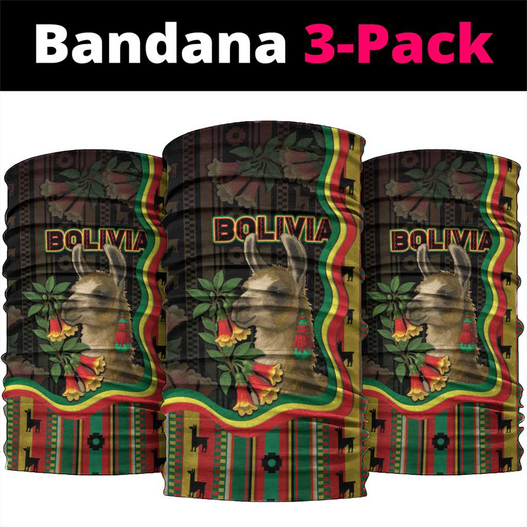 Bolivia Neck Gaiter The Llama With Kantuta Over Andean Patterns - Wonder Print Shop