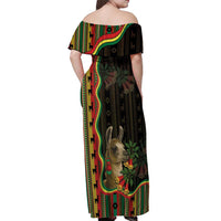 Bolivia Off Shoulder Maxi Dress The Llama With Kantuta Over Andean Patterns - Wonder Print Shop