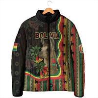 Bolivia Padded Jacket The Llama With Kantuta Over Andean Patterns - Wonder Print Shop