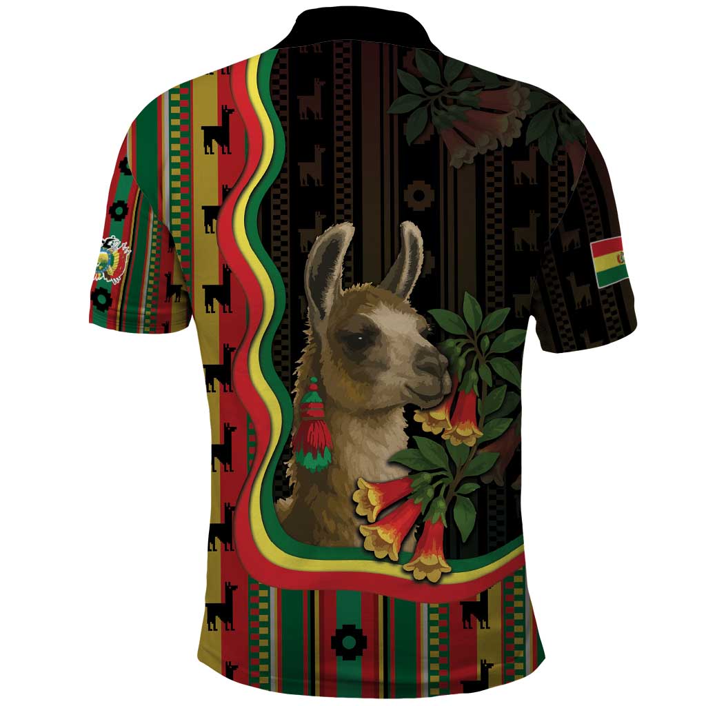 Bolivia Polo Shirt The Llama With Kantuta Over Andean Patterns - Wonder Print Shop