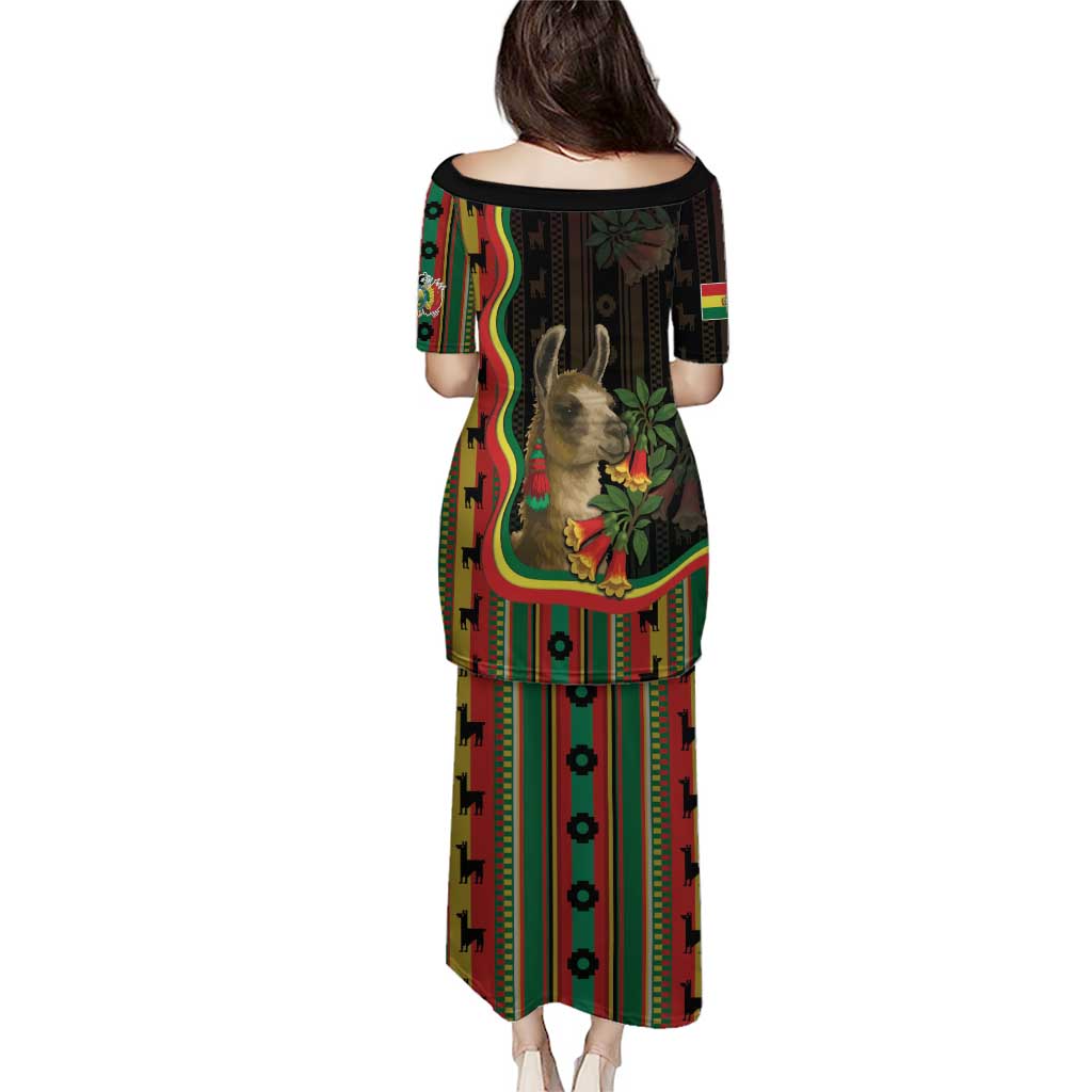 Bolivia Puletasi The Llama With Kantuta Over Andean Patterns - Wonder Print Shop