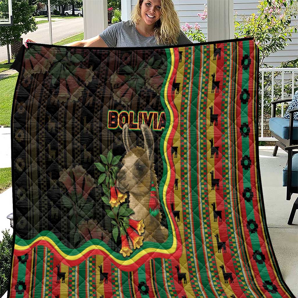 Bolivia Quilt The Llama With Kantuta Over Andean Patterns - Wonder Print Shop