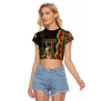 Bolivia Raglan Cropped T Shirt The Llama With Kantuta Over Andean Patterns - Wonder Print Shop