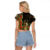 Bolivia Raglan Cropped T Shirt The Llama With Kantuta Over Andean Patterns - Wonder Print Shop