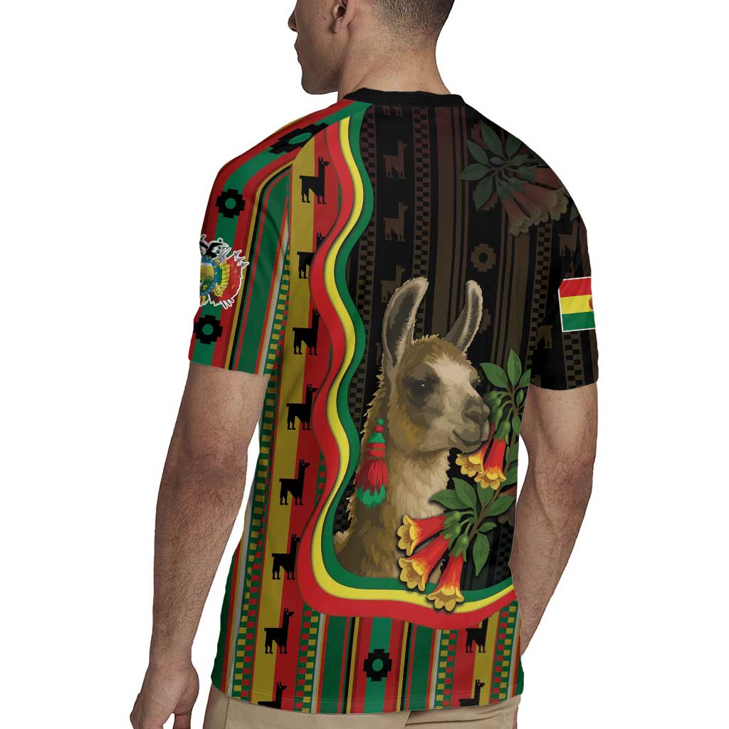 Bolivia Rugby Jersey The Llama With Kantuta Over Andean Patterns - Wonder Print Shop