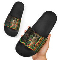Bolivia Slide Sandals The Llama With Kantuta Over Andean Patterns - Wonder Print Shop