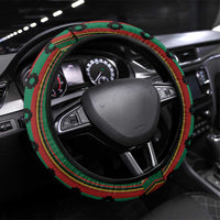 Bolivia Steering Wheel Cover The Llama With Kantuta Over Andean Patterns - Wonder Print Shop