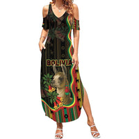 Bolivia Summer Maxi Dress The Llama With Kantuta Over Andean Patterns - Wonder Print Shop