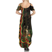 Bolivia Summer Maxi Dress The Llama With Kantuta Over Andean Patterns - Wonder Print Shop
