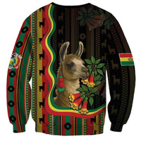 Bolivia Sweatshirt The Llama With Kantuta Over Andean Patterns - Wonder Print Shop