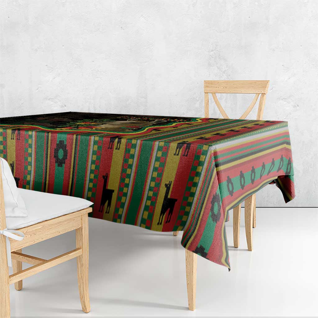 Bolivia Tablecloth The Llama With Kantuta Over Andean Patterns - Wonder Print Shop