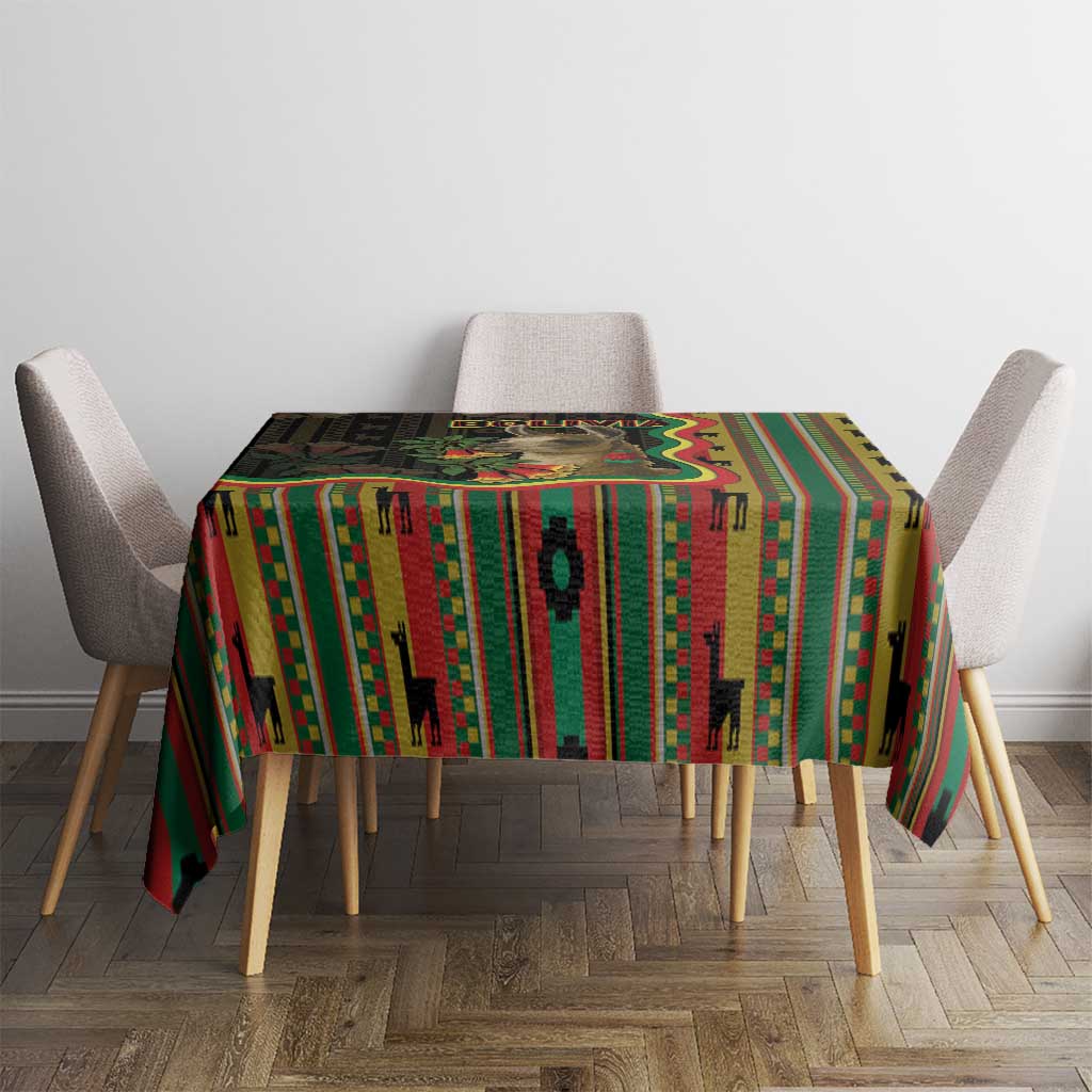 Bolivia Tablecloth The Llama With Kantuta Over Andean Patterns - Wonder Print Shop
