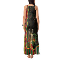 Bolivia Tank Maxi Dress The Llama With Kantuta Over Andean Patterns - Wonder Print Shop