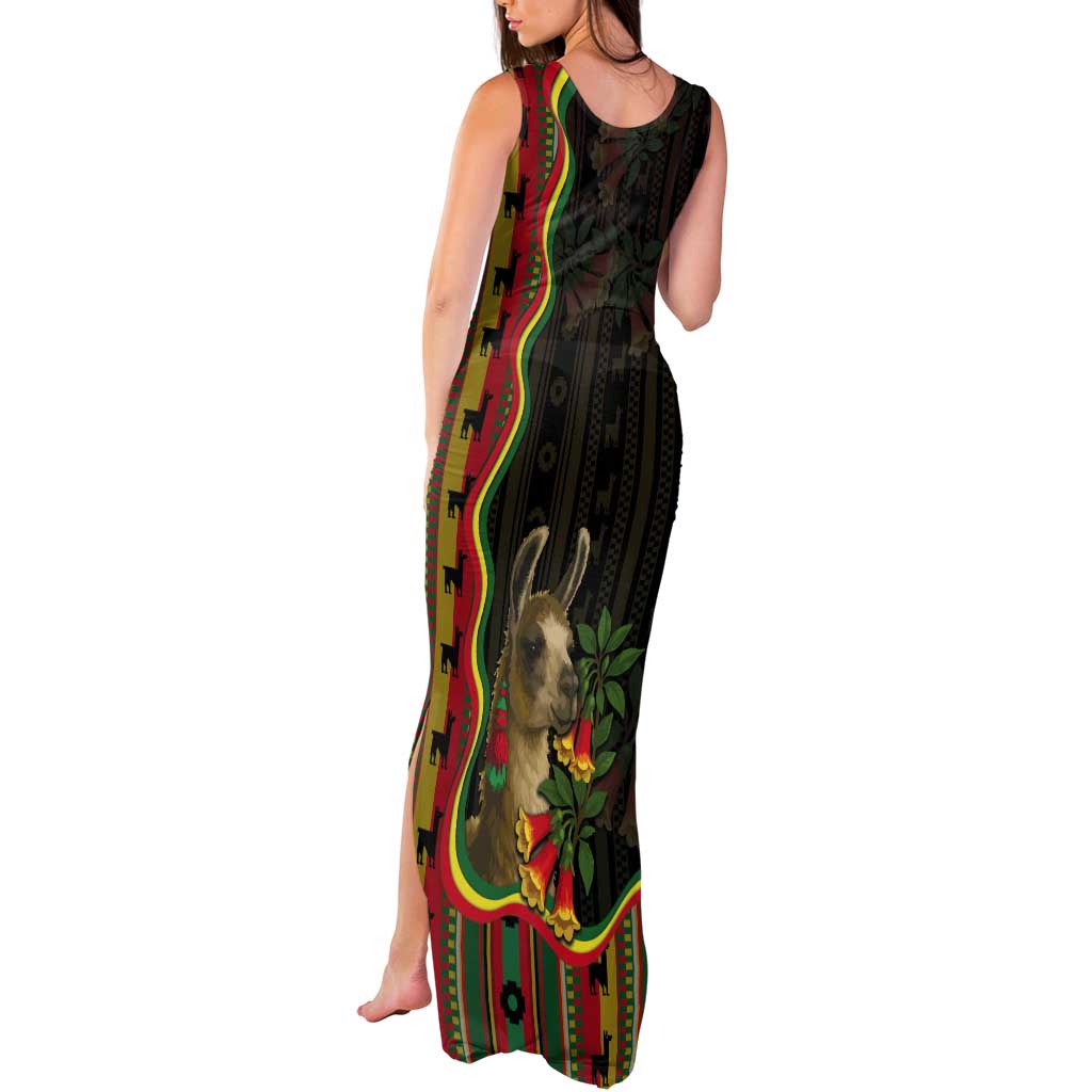 Bolivia Tank Maxi Dress The Llama With Kantuta Over Andean Patterns - Wonder Print Shop