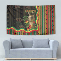 Bolivia Tapestry The Llama With Kantuta Over Andean Patterns - Wonder Print Shop