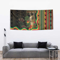 Bolivia Tapestry The Llama With Kantuta Over Andean Patterns - Wonder Print Shop