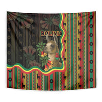 Bolivia Tapestry The Llama With Kantuta Over Andean Patterns - Wonder Print Shop