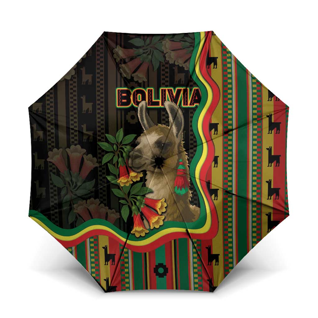 Bolivia Umbrella The Llama With Kantuta Over Andean Patterns - Wonder Print Shop