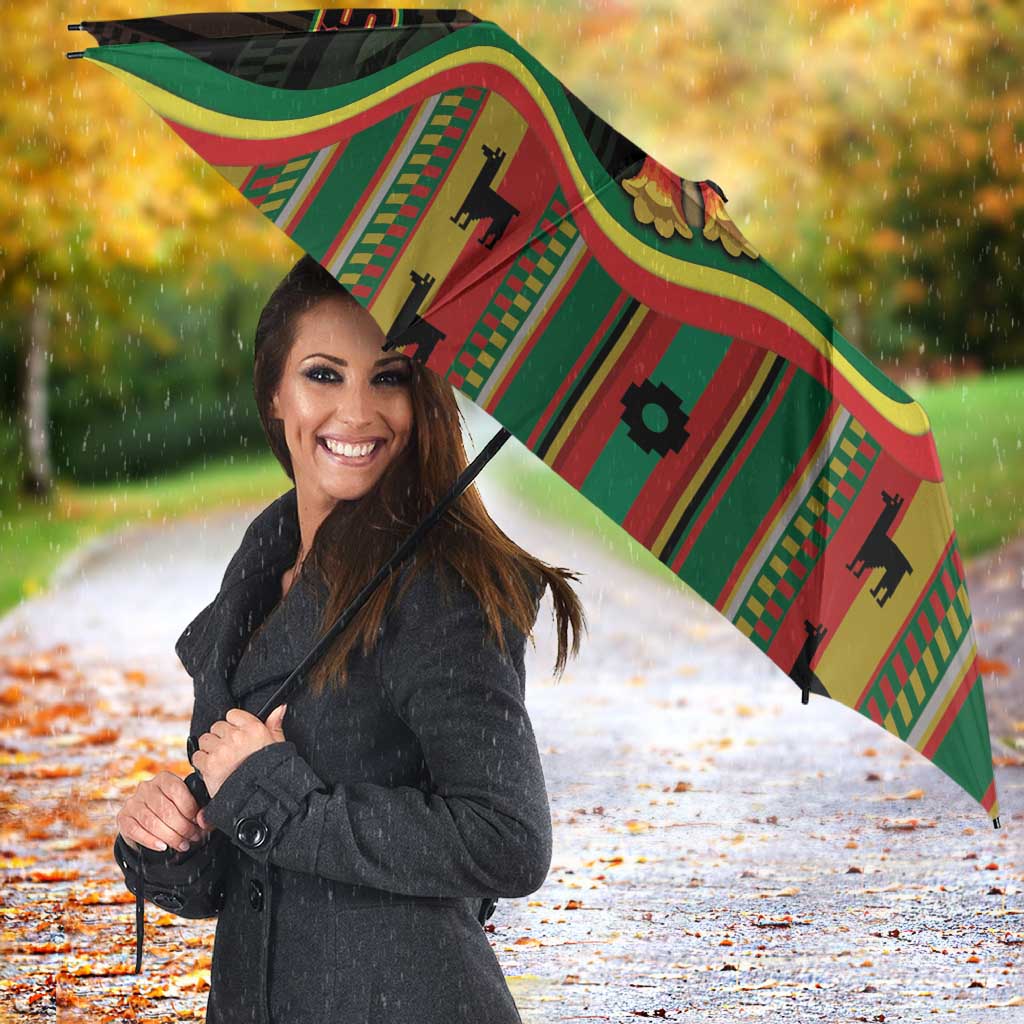 Bolivia Umbrella The Llama With Kantuta Over Andean Patterns - Wonder Print Shop