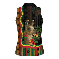 Bolivia Women Sleeveless Polo Shirt The Llama With Kantuta Over Andean Patterns - Wonder Print Shop