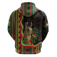 Bolivia Zip Hoodie The Llama With Kantuta Over Andean Patterns - Wonder Print Shop